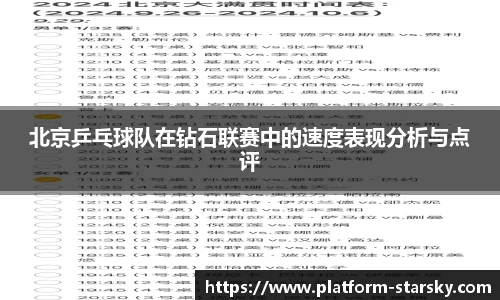 北京乒乓球队在钻石联赛中的速度表现分析与点评